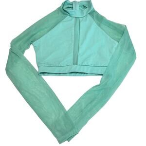 Baltogs Mint Aqua Mesh Long Sleeve Crop Top Adult XS Extra Small Dance